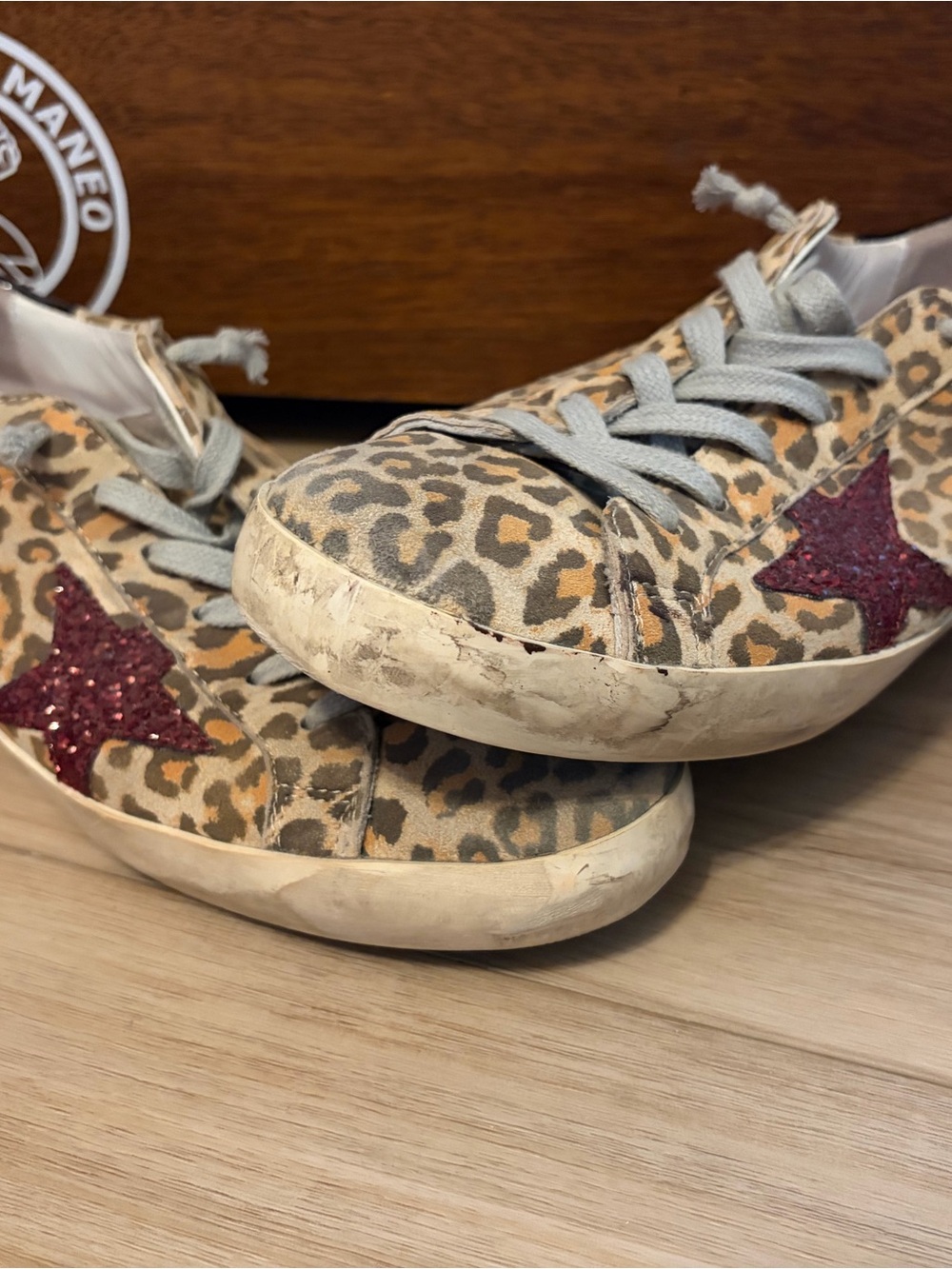 Golden Goose Leopard Superstar Low-Top Sneakers, Size 40, Skateboard Designer